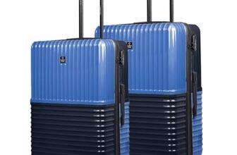 Nasher Miles Istanbul Hard-Sided ABS and PC Luggage Set of 2 | 65cm & 75cm | 8 Wheels Medium & Large Trolley Bag for Travel | Suitcase (Dark Blue)