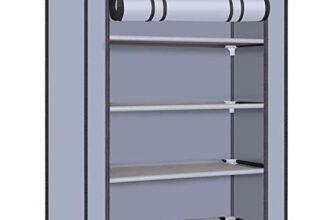 Ebee Store Plastic Collapsible Shoe Stand (Grey, 4 Shelves)