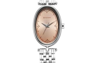 Titan Karishma Workwear Cream Dial Stainless Steel Watch for Women