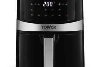 Tower Vortx 4.5L Digital Air Fryer | 1600W | 10 Preset Menus | Cook Samosa, Tikka, Fries & More Oil-Free | 50–200°C | 60-Min Timer | Pre-Heat Mode | 2 Yr Warranty | 9000+ Happy Customers