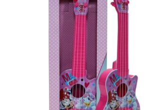 Kriiddaank Minnie Mouse Theme 4-String Toy Guitar for Girls – Lightweight & Durable Educational Musical Instrument for Toddlers – Pink Disney Character Guitar| Birthday Gift for Kids Ages 3+, 43cm