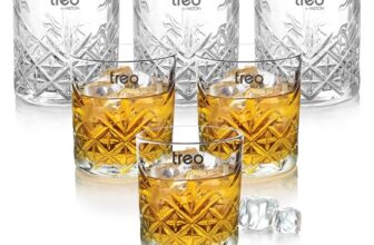 Treo by Milton Barley 340 Clear Whiskey Glass Tumbler Set of 6, Bar Glasses for Drinking Bourbon, Whisky, Scotch, Cocktails, Transparent Tumblers, 340 ml Each