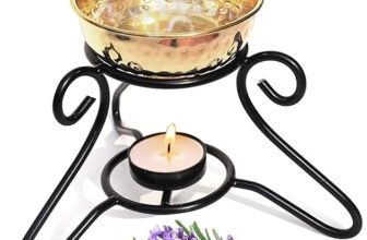 Pure Source India Oil Diffuser Set with Metal Powder Coated Stand and Pure Brass Bowl with 1 Tea Light and 10 ML Lemon Grass Aroma .(Oil Diffuser Set)