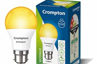 Crompton Dyna Ray LED Bulb | 7W | Warm White | B22 Base | 180 Degree Coverage | 4kV Surge Protection | 440V High Voltage Protection | Pack of 1