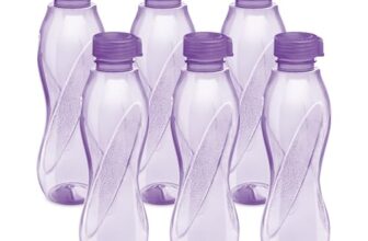 MILTON Oscar, Pack of 6 Water Bottles, 1 Litre each, Reusable Plastic Fridge Bottle Set, BPA Free and Leak Proof Bottles for Travel, Work, Purple