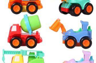 WizToy Construction Toy Cars (3 Month Warranty) for 2,3,4,5 Year Old Boys, Girls Toddlers – Push and Go Construction Truck Toy, Pull Back Vehicles – 6 Pack Gift Set
