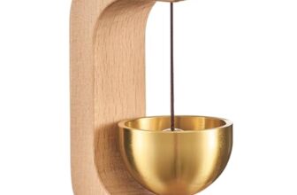 Wooden Magnetic Door Bell Chime – Brass Shopkeeper Entry Alert for Small Doors, Wall Mount Classic Sound Bell, Decorative Vintage Doorbell for Home, Office & Store Use