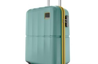 Safari Genius Theo 8 Wheels 55cm Cabin Size Trolley Bag, Hard Case Polycarbonate, 360 Degree Wheeling Small Carry-on Luggage, Suitcase for Travel, Trolley Bags for Travel, Sage Green