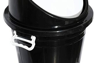 Kuber Industries Plastic Swing Lid Garbage Waste Dustbin for Home, Office, Factory, 30 Litres, Large Size (Black) -CTKTC043178
