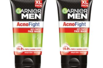 Garnier Men Acno Fight Anti Pimple Face Wash, Anti Pimple Face Wash with Salicylic Acid and Herba Repair, Suitable for all Skin Types, 150g x 2 (Pack of 2)
