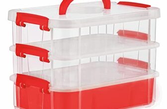 ABOUT SPACE 3 Layer Plastic Stackable Carry Box for Storage with Removable Tray – Transparent Medicine Organizer with Lid & Latch Buckles Box for Stationery (Assorted – L 26 x B 17 x H 19 cm)