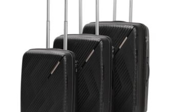 VLITE Ted Set of 3 (S+M+L) Lightweight Polypropylene Suitcase | Anti-Theft Double Zipper | Built-in Number Lock | Spacious & Durable Luggage | 3-Year Warranty (Black)