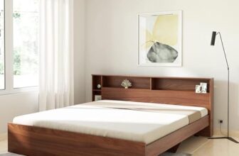 Amazon Brand – Solimo Kenora Engineered Wood King Size Bed Without Storage (Asian Walnut)