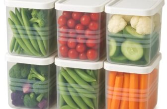 Fridge Storage Containers for Vegetables – 1200 ml (Pack of 6) | Refrigerator Organiser Boxes | Freezer Safe, BPA Free Plastic Fridge Containers | Kitchen Storage Box for Vegetables & Fruits