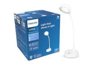 Philips 5W Lumos White LED Desk Light | 3-in-1 Study Lamp with Adjustable Brightness | EyeComfort Technology | Energy Efficient LED | Modern Table Lamp for Study & Work | Pack of 1