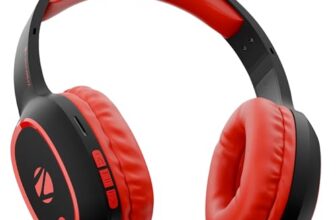 ZEBRONICS Thunder (2026 Upgrade) Wireless Headphones, BT v6.0, True 60 hrs Playback, 40mm Drivers, ENC, Gaming Mode, Dual Pairing, AUX & microSD, Rapid Charging, Call Function (Red)