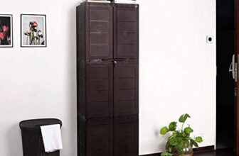 Cello Novelty Large Plastic Cabinet with Dustproof Doors| 3 Year Warranty | Almirah, Cupboard, Wardrobe for Home, Living Room, Bedroom, Kitchen, Office, Outdoor| Ice Brown Colour