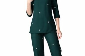 Ichaa Women’s Printed Rayon Night Wear Top and Bottom Night Suit Set