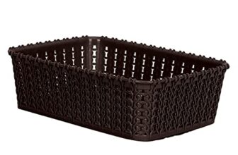 Kuber Industries Multipurposes Small M 15 Plastic Basket, Organizer for Kitchen, Countertops, Cabinets, Bathrooms Without Lid (Brown) -46KKM0110,Standard