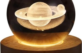 Hamsa 3D Crystal Ball With LED Wooden Base – Solar System Night Light, Galaxy Lamp, USB Powered Planet Light (Crystal Ball)