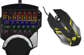 ZEBRONICS Zeb-Max Atom One-Handed RGB Gaming Mechanical USB Keyboard, 37 Keys with 5 Macro Keys, Wrist P
