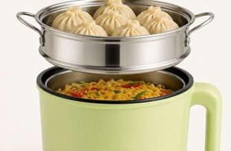 Doppio Electric Multi Cook Kettle with Steamer | 1.5L Portable Mini Cooker | Stainless Steel Inner Pot | Fast Heating for Maggi, Soup, Pasta & Momos | Ideal for Home, Hostel & Travel (Green)