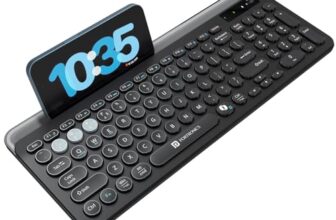 Portronics Bubble 3.0 Wireless Keyboard with Bluetooth + 2.4 GHz USB Receiver, Rechargeable Battery, Dual Height Adjustment, Multimedia Hotkeys with Numpad, for Laptop, PC, Smartphone, Tablet(Black)