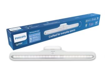 Philips 5W Lynor White Rechargeable LED Desk Light | 3-in-1 Study, Cabinet & Emergency Light | EyeComfort Technology | Adjustable Design | Energy Efficient LED for Study and Cabinet | Pack of 1