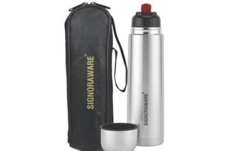 SignoraWare Bullet Stainless Steel Vaccum Insulated ISI Certified Cola Bottle with Protective Cover | Airtight & Leakproof | Hot & Cold for Hours | Durable Flask for Outdoor Use (500ml | Steel)