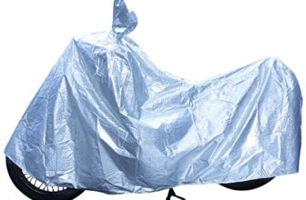Amazon Brand – Solimo 350Cc Bike Cover, Silver (Royal Enfield, Bajaj Pulsar, Honda Cb, Tvs Apache, Etc.), for Bike
