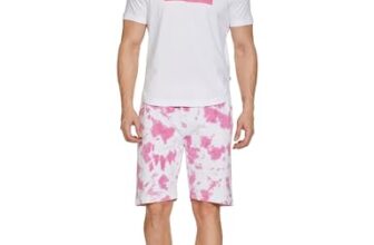 Amazon Brand – INKAST Denim Co. Men’s Regular Printed T-Shirt/Shorts Set, Medium,Off Wht,Vibe&Pink