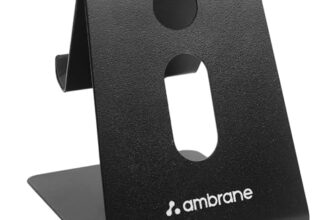 Ambrane Mobile Holding Tabletop Stand, 180 Degree View, Premium Metal Body, Wide Compatibility, Multipurpose, Anti-Skid Design (Pop Stand, Black)