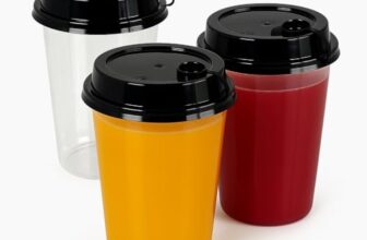 Divatos 250ML 300ML 350ML 500ML Sipper Glass with Lid | Round Empty Transparent Plastic Cup, Spill-Proof for Beverages | Use Restaurant Home Birthday Party & Events (Set of 25 Glasses) (300ML)