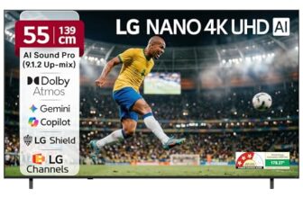 LG 139 cms (55 inches) NU87 AI Series Nano 4K Ultra HD Smart webOS VA LED TV 55NU870BPLA