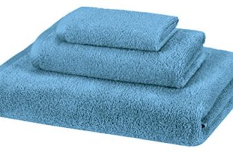 AmazonBasics 100% Cotton Quick-Drying 3-Piece Towel Set – 400 GSM – Lake Blue