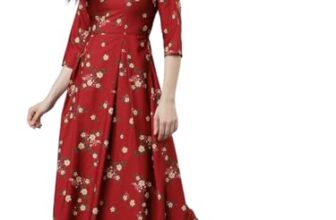 Tokyo Talkies Printed Floral Crepe Maxi Pleated Dress Rust