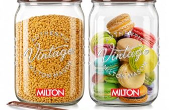 MILTON Vintage Plastic Storage Jar and Container Set, Airtight & BPA Free Containers for Kitchen Storage, Grocery Kitchen Container Stoarge, Multipurpose Transparent Jar, 1000 ML Each, Set of 2
