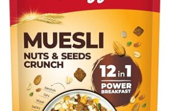 Kellogg’s Muesli Nuts & Seeds Crunch 950g/1kg (Weight May Vary) | 12-in-1 Power Breakfast | No Maida | High in Fiber| India’s No. 1 Muesli