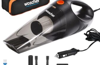 WOSCHER AutoVac Portable Car Vacuum Cleaner |110W | 5000PA Suction Power | Powerful Handheld Vacuums for Deep Cleaning Dirt, Dust, Pet Hair, Multipurpose Vacuum Cleaner with HEPA Filter | 12V | Black