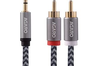 AGARO RCA Cable, 3.5 mm to 2 RCA Male Cable Audio Adapter, Stereo Audio Cable, 3.5 mm AUX to RCA Y Splitter Cable Male for Smartphone, Tablet, Speaker, MP3, TV, PC, Amplifiers, Metal Shell, 3M, grey