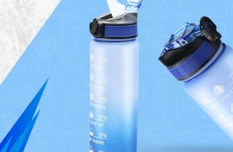 Attro Motivational 1 Liter Quotes & Time Marker Dual Colour Sports Plastic Bottle BPA Free, Leak Proof Sipper Bottle for Gym, Office, Workout-Dark Blue Sky Blue