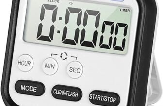 SKODINAX Digital Kitchen Timer and Stopwatch with Large LCD Display, Loud Alarm, Retractable Stand, Green, 1 Piece (Black)