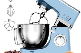 INALSA Stand Mixer 1200W|Pure Copper Motor|5.3L SS Bowl With Splash Guard|Metal Gears for Extra Durability|Accessories Included|Dishwasher Safe|Baking,Cake Mixer,Kneading-Kratos Plus (Blue)