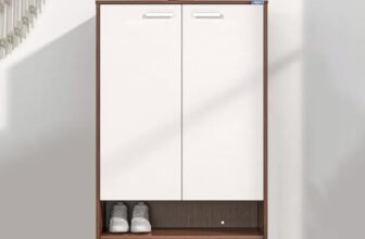 Nilkamal Ardor Shoe Cabinet with Dual Doors, 4 Closed Shelves | Oak & Frosty White