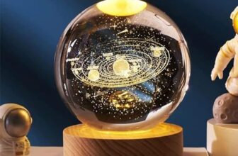 Desidiya Universe Crystal Ball Night Light,2.4 Inch Glass Ball Night LED Lamp with Woodern Base,Decorations Gifts for Men,Women,Kids,Boys,Girls,Teens