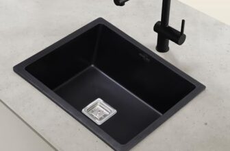 Benelave by Hindware BLACP91005 Quartz Sink 21×18 for Kitchen | Single Bowl | Black Color | Better Sound Absorption for Quieter Use | 7-year Manufacturer Warranty