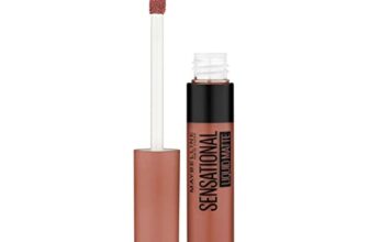 Maybelline New York Sensational Liquid Matte Lipstick, Non-sticky, Non-drying Lipstick, Hassle-Free & Precise Application, Long-lasting Liquid Matte Lipstick – NU01 Bare It All|7ml