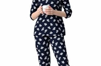 Women’s Printed Rayon Night Wear Top and Bottom Night Suit Set