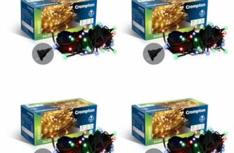 Crompton Galaxy Pixel Light | Festive Ladi Lights | 10 Meter | 48 LEDs | Multi-Colour | Pack of 4 | Direct 2-pin Plug | BIS Safe Wire | for Home Decoration, Diwali, Festival, Birthday, Marriage