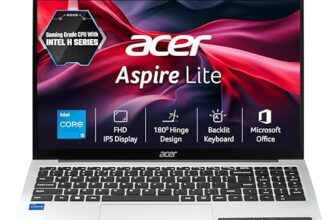 Acer Aspire Lite 12th Gen, Intel Core i5-12450H, Office 2024 + M365 Basic, 12GB RAM/512GB SSD, 39.62cm 15.6″ FHD IPS Display, Win 11 Home, Pure Silver, 1.7KG,AL15-52H, Backlit KB, Thin & Light Laptop